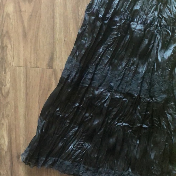 90’s Vintage Silky Crinkle Skirt Lace Ribbon Adjustable Size Medium M - Picture 2 of 11